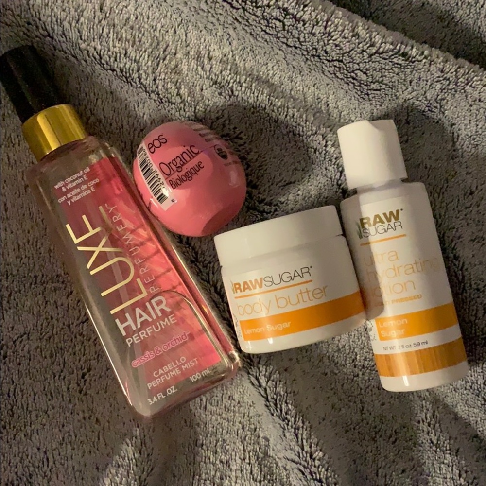 Lotion, lip, and hair scent set